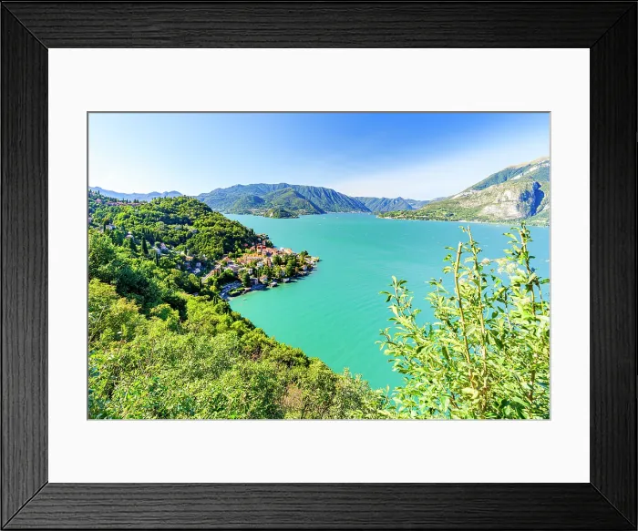 Framed Print : Varenna and Bellagio villages in summer, Lake Como, Lombardy, Italy Framed Print : Varenna and Bellagio villages in summer, Lake Como, Lombardy, Italy