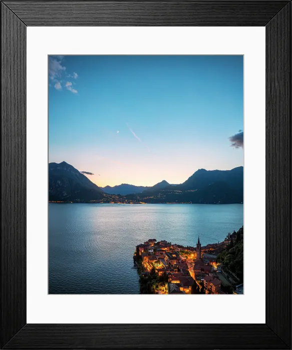 Framed Print : Varenna at dusk, Lake Como, Lecco province, Lombardy, Italy Framed Print : Varenna at dusk, Lake Como, Lecco province, Lombardy, Italy