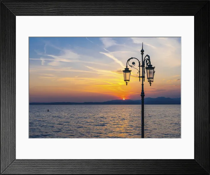 Framed Print : Sunset over Lake Garda in Lazise, Italy
