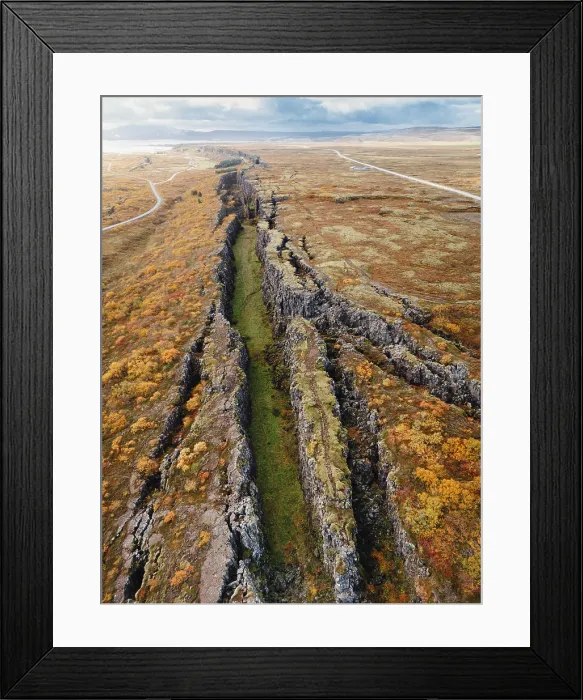 Framed Print : Aerial view of Thingvellir National Park, famous area in Iceland right on the spot where the Atlantic tectonic plates meets