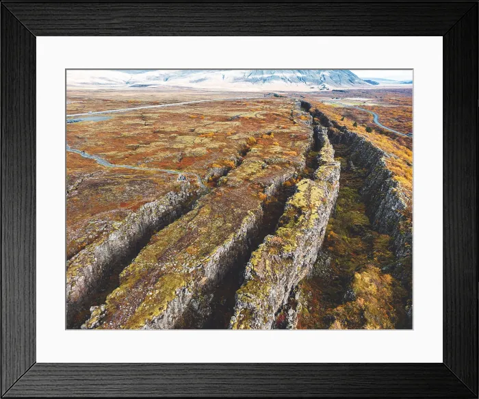 Framed Print : Aerial view of Thingvellir National Park, famous area in Iceland right on the spot where the Atlantic tectonic plates meets Framed Print : Aerial view of Thingvellir National Park, famous area in Iceland right on the spot where the Atlantic tectonic plates meets