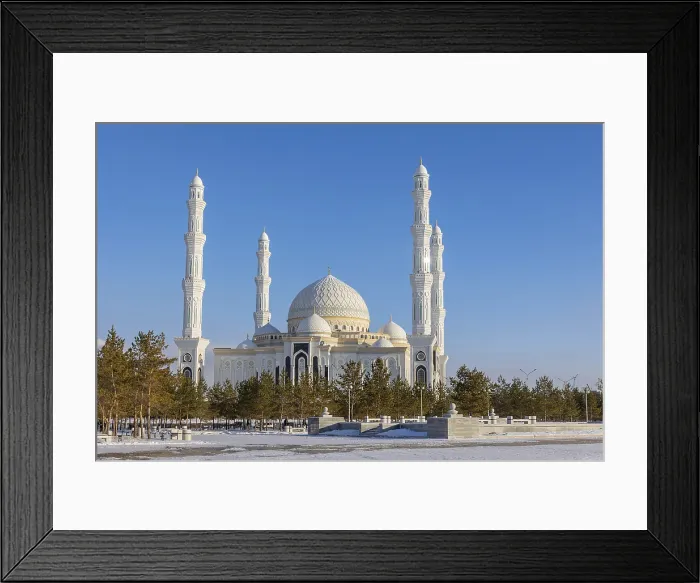 Framed Print : Panoramic view of snow-white modern Hazaret Sultan mosque sunny morning, Nur-Sultan, Astana, Kazakhstan Framed Print : Panoramic view of snow-white modern Hazaret Sultan mosque sunny morning, Nur-Sultan, Astana, Kazakhstan