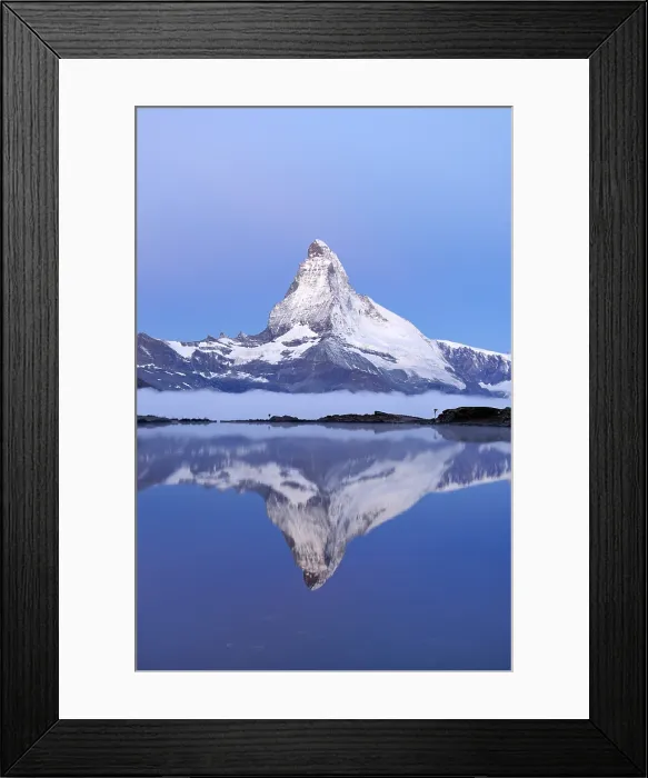 Framed Print : Matterhorn reflected in Lake Stellisee at dusk, Valais Alps, Canton of Valais, Switzerland Framed Print : Matterhorn reflected in Lake Stellisee at dusk, Valais Alps, Canton of Valais, Switzerland