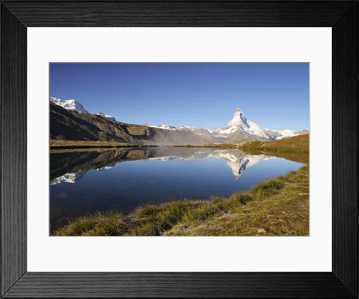 Framed Print : Matterhorn reflected in Lake Stellisee, Valais Alps, Canton of Valais, Switzerland
