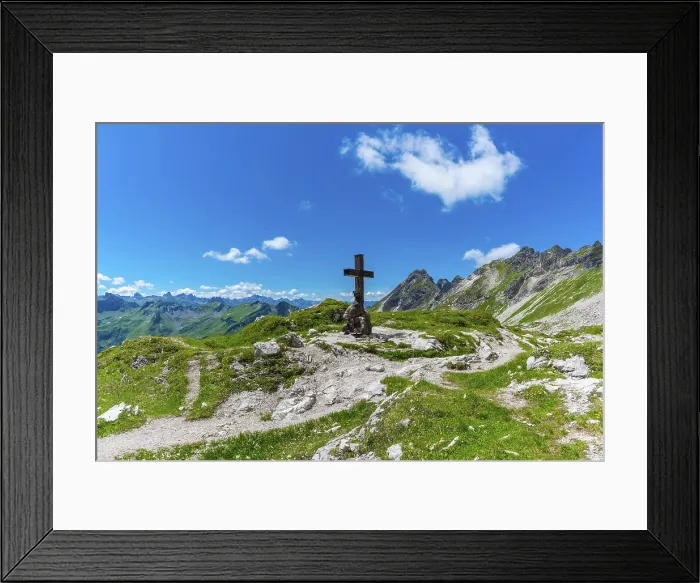 Framed Print : Bergkreuz, Koblat am Laufbichelsee, Allgäu Alps, Allgäu, Bavaria, Germany Framed Print : Bergkreuz, Koblat am Laufbichelsee, Allgäu Alps, Allgäu, Bavaria, Germany