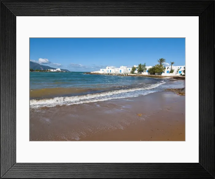 Framed Print : Beach at beach resort on the Mediterranean coast near Tipasa, Algeria, North Africa Framed Print : Beach at beach resort on the Mediterranean coast near Tipasa, Algeria, North Africa