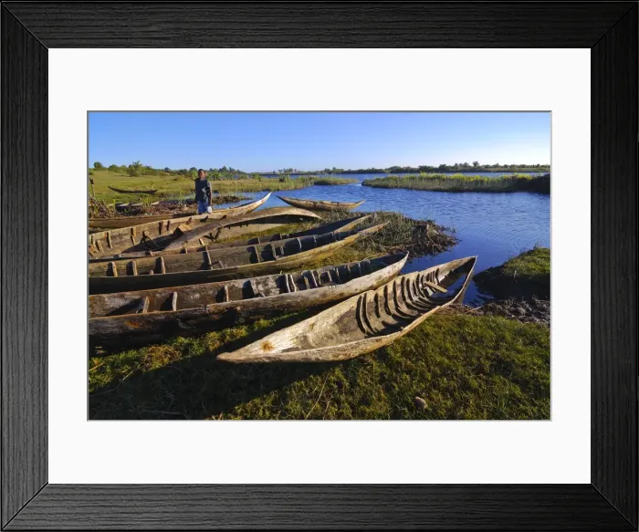 Framed Print : Canoes by the Manakara River, part of the Pangalanes Canal system, Manakara Framed Print : Canoes by the Manakara River, part of the Pangalanes Canal system, Manakara