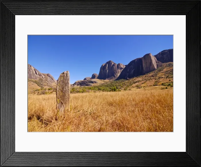 Framed Print : Old gravestone in front of granite rocks in the Andringitra National Park Framed Print : Old gravestone in front of granite rocks in the Andringitra National Park