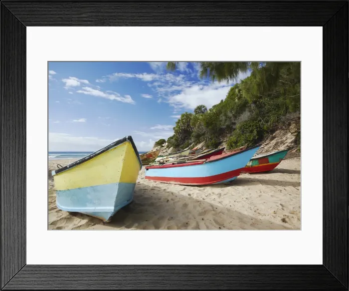 Framed Print : Fishing boats on beach, Tofo, Inhambane, Mozambique, Africa Framed Print : Fishing boats on beach, Tofo, Inhambane, Mozambique, Africa