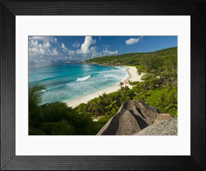 Framed Print : View over the beach of Grand Anse, La Digue, Seychelles, Indian Ocean, Africa Framed Print : View over the beach of Grand Anse, La Digue, Seychelles, Indian Ocean, Africa
