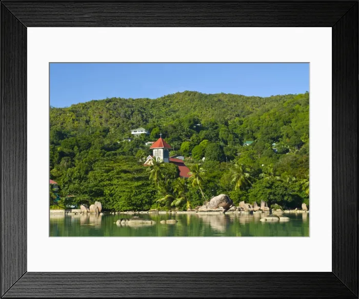 Framed Print : Church in the tropical forest on the island of Praslin, Seychelles, Indian Ocean, Africa Framed Print : Church in the tropical forest on the island of Praslin, Seychelles, Indian Ocean, Africa