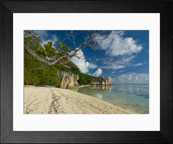Framed Print : Granite rocks at world famous beach of Anse Source d Argent, La Digue Framed Print : Granite rocks at world famous beach of Anse Source d Argent, La Digue