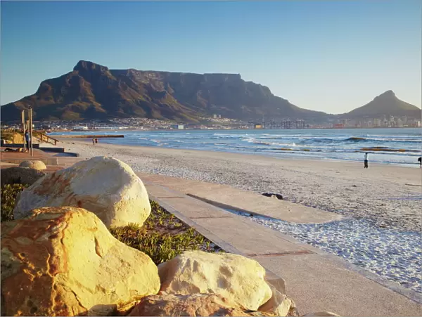 View of Table Mountain from Milnerton beach, Cape Town, Western Cape, South Africa