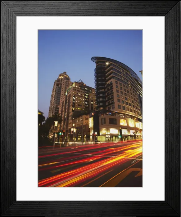 Framed Print : Light trails of traffic passing Da Vinci Hotel, Sandton, Johannesburg, Gauteng Framed Print : Light trails of traffic passing Da Vinci Hotel, Sandton, Johannesburg, Gauteng