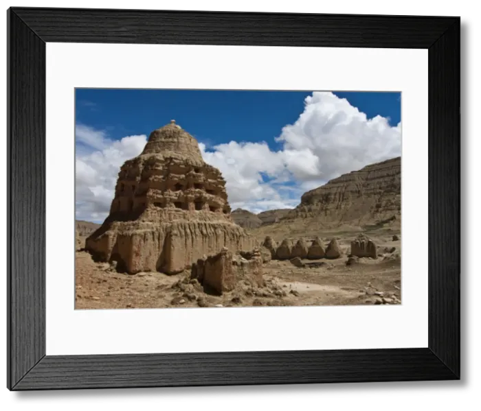 Framed Print : Old mud stupa in the old kingdom of Guge in the most western part of Tibet, China, Asia