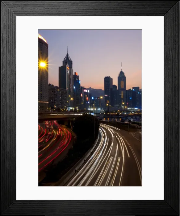 Framed Print : City skyline with IFC Tower at dusk, Hong Kong, China, Asia Framed Print : City skyline with IFC Tower at dusk, Hong Kong, China, Asia