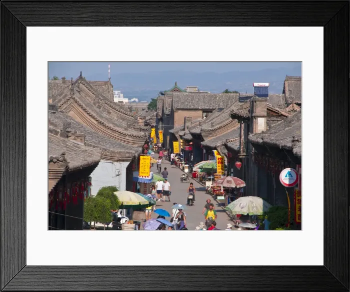 Framed Print : View over the stone houses of Pingyao, renowned for its well-preserved ancient city wall Framed Print : View over the stone houses of Pingyao, renowned for its well-preserved ancient city wall
