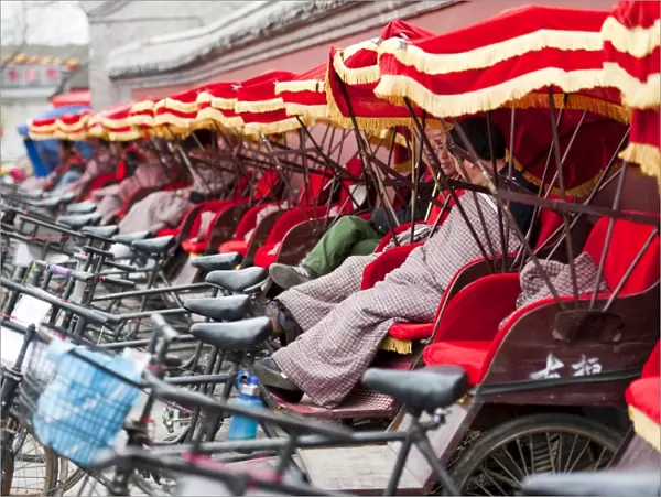 Tuk-tuk (Tricycles) drivers, Gulou Area, Dongcheng District, Beijing, China, Asia