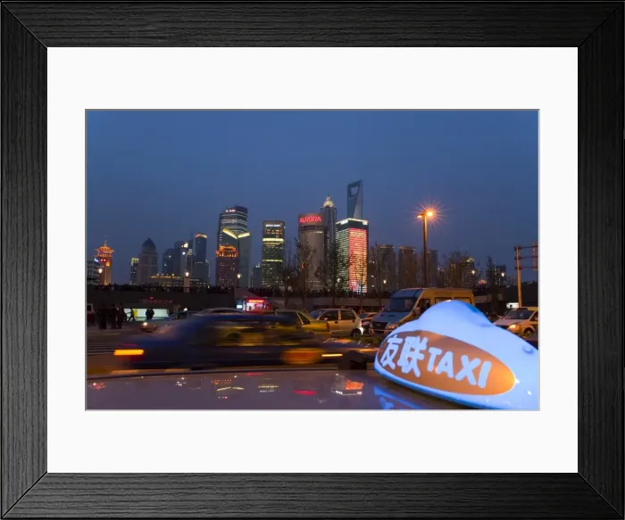 Framed Print : Pudong District view from the top of a cab at The Bund, Huangpu District Framed Print : Pudong District view from the top of a cab at The Bund, Huangpu District
