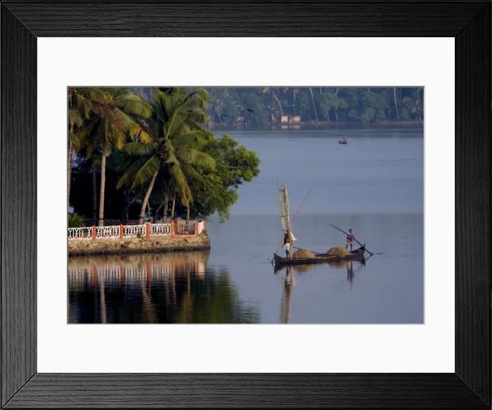 Framed Print : Sand mining, Ashtamudi Lake, Kollam, Kerala, India, Asia Framed Print : Sand mining, Ashtamudi Lake, Kollam, Kerala, India, Asia