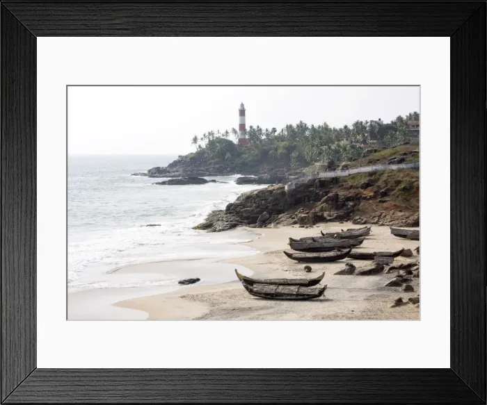 Framed Print : Fishing boats, Kovalam beach, Trivandrum, Kerala, India, Asia Framed Print : Fishing boats, Kovalam beach, Trivandrum, Kerala, India, Asia