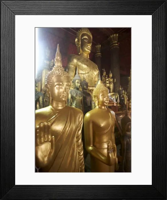 Framed Print : Golden Buddhas of the Royal Palace temple of Luang Prabang, Laos, Indochina