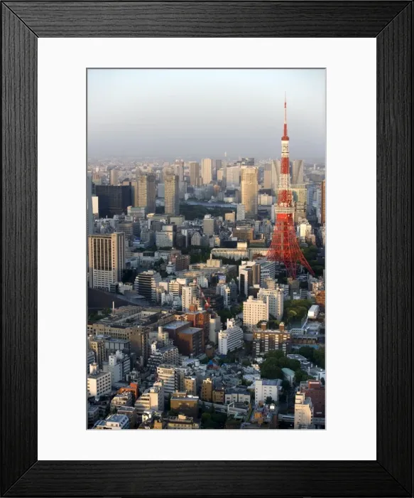 Framed Print : Aerial view of metropolitan Tokyo and Tokyo Tower from atop the Mori Tower at Roppongi Hills