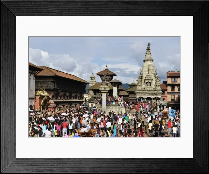Framed Print : Sa-Paru Gaijatra Festival, Durbar Square, Bhaktapur, UNESCO World Heritage Site