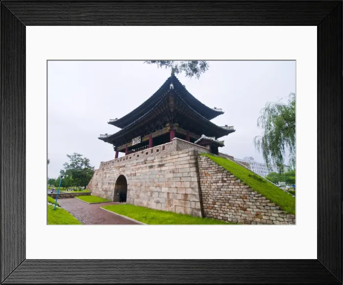Framed Print : The Bell Tower (Taedong Gate) in Pyongyang, North Korea, Asia