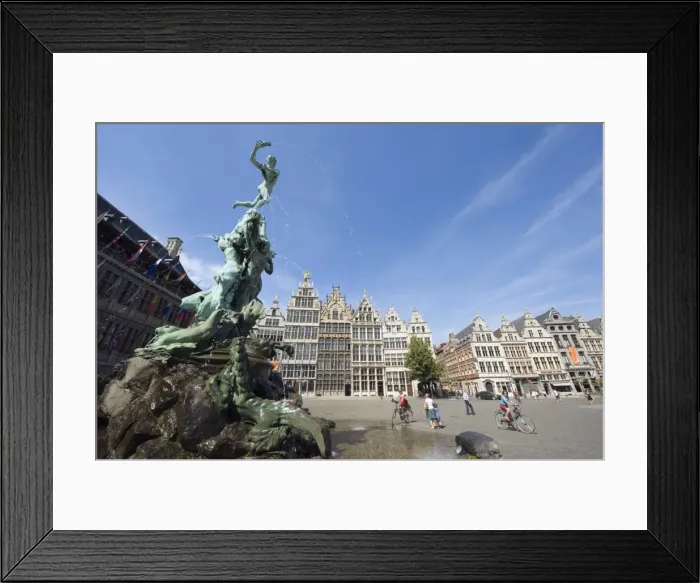 Framed Print : Baroque Brabo fountain dating from 1887, by Jef Lambeaux, in Grote Markt Framed Print : Baroque Brabo fountain dating from 1887, by Jef Lambeaux, in Grote Markt