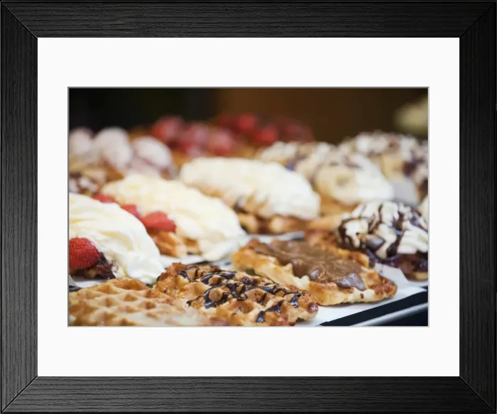 Framed Print : Belgian waffle shop, Brussels, Belgium, Europe Framed Print : Belgian waffle shop, Brussels, Belgium, Europe