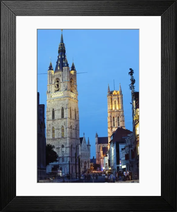 Framed Print : Belfort belfry and St. Baafskathedraal (St. Baafs Cathedral), UNESCO World Heritage Site Framed Print : Belfort belfry and St. Baafskathedraal (St. Baafs Cathedral), UNESCO World Heritage Site
