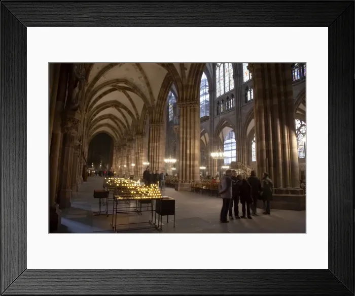 Framed Print : South aisle and nave of Notre-Dame gothic cathedral built in red sandstone Framed Print : South aisle and nave of Notre-Dame gothic cathedral built in red sandstone
