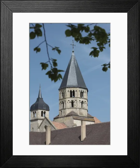 Framed Print : View of Clocher de l Eau Benite and smaller clock tower, Cluny Abbey Framed Print : View of Clocher de l Eau Benite and smaller clock tower, Cluny Abbey