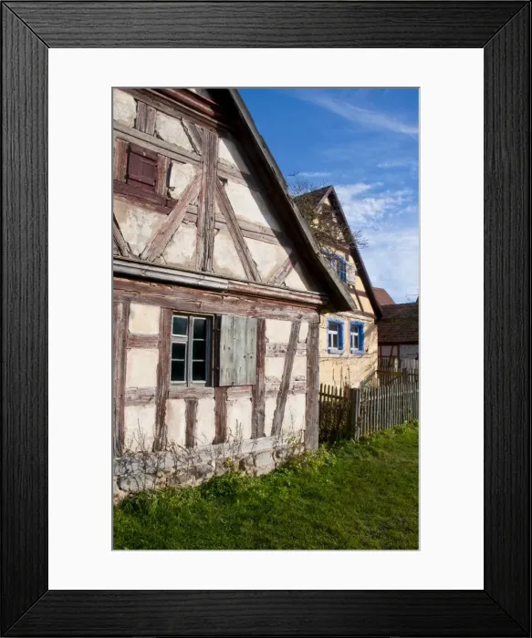 Framed Print : Old half timbered houses in the open air museum of Bad Windsheim, Franconia Framed Print : Old half timbered houses in the open air museum of Bad Windsheim, Franconia