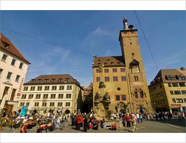 Historic town square of Wurzburg, Franconia, Bavaria, Germany, Europe