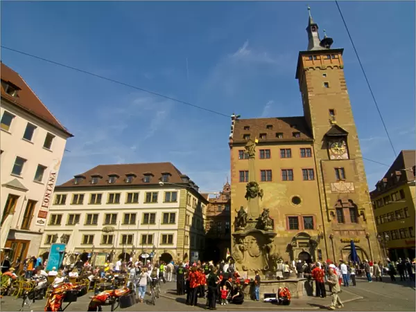 Historic town square of Wurzburg, Franconia, Bavaria, Germany, Europe