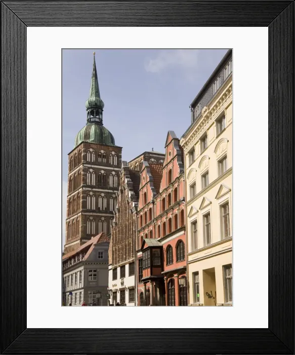 Framed Print : Late medieval architecture on Badenstrasse in central Stralsund, Mecklenburg-Vorpommern Framed Print : Late medieval architecture on Badenstrasse in central Stralsund, Mecklenburg-Vorpommern