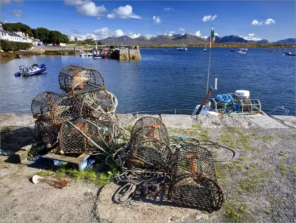 Lobster pots at Roundstone Harbour, Connemara, County Galway, Connacht