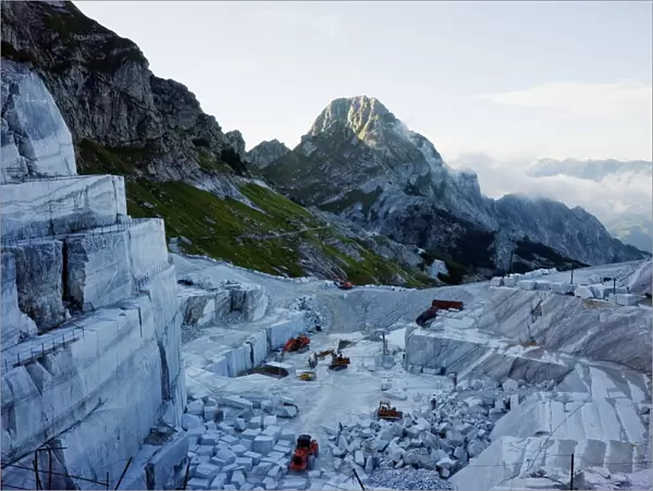Blocks being cut in a marble quarry used by Michaelangelo, Apuan Alps, Tuscany