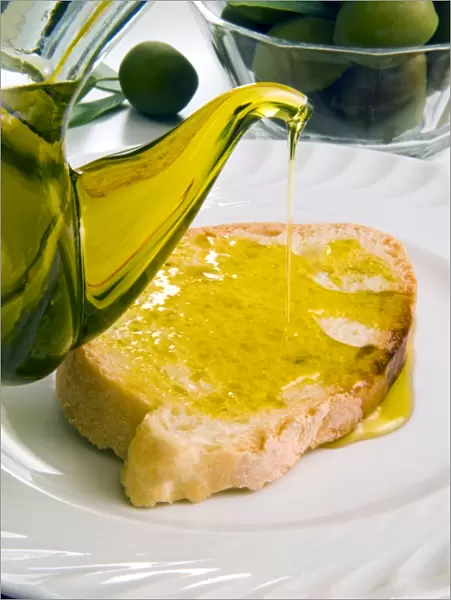 Bread and olive oil, Tuscany, Italy, Europe