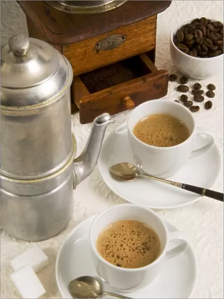 Neapolitan coffee, Neapolitan coffee machine and coffee grinder, Naples