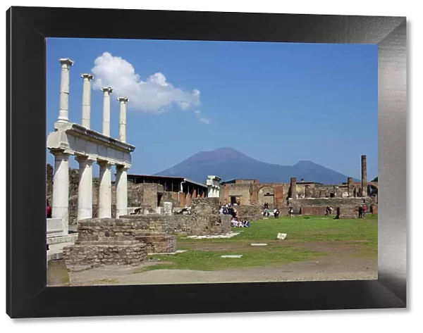 View of Mount Vesuvius from the ruins of Pompeii, UNESCO World Heritage Site