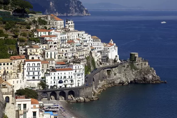 View of Amalfi from the coast, Amalfi Coast, UNESCO World Heritage Site