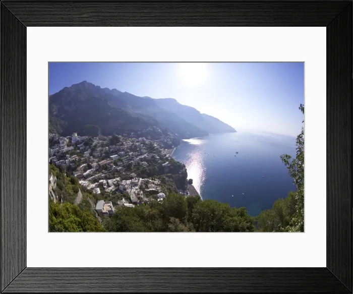 Framed Print : Positano town in early morning sunshine, Amalfi coast road, UNESCO World Heritage Site Framed Print : Positano town in early morning sunshine, Amalfi coast road, UNESCO World Heritage Site