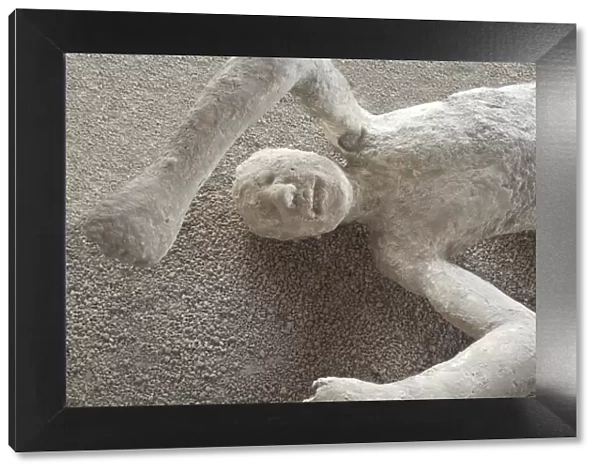 Mans body plaster cast inside Macellum, Pompeii, UNESCO World Heritage Site