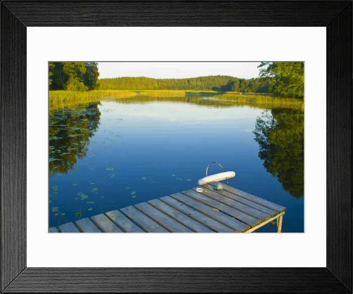 Framed Print : Little pier at peaceful lake in the Aukstaitija National Park, Lithuania Framed Print : Little pier at peaceful lake in the Aukstaitija National Park, Lithuania