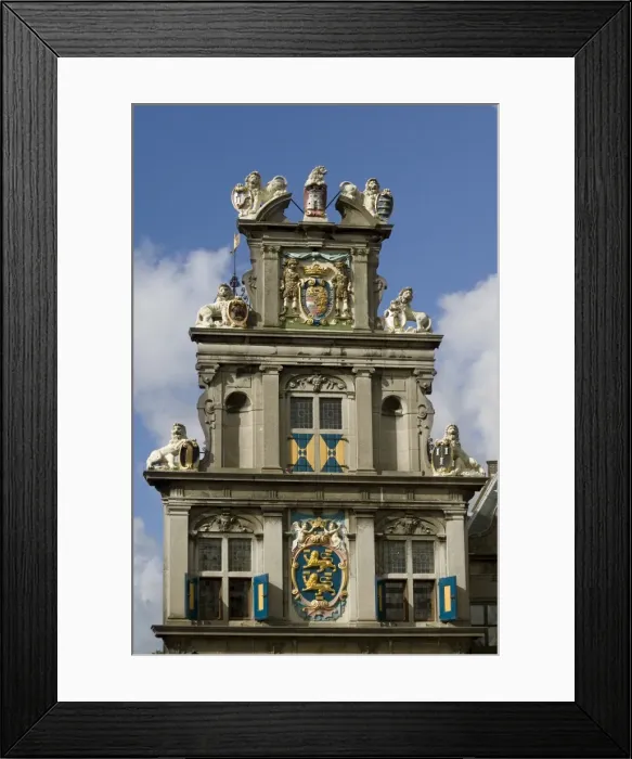 Framed Print : Facade in Roode Steen. the great square where the Dutch East India Company was founded Framed Print : Facade in Roode Steen. the great square where the Dutch East India Company was founded