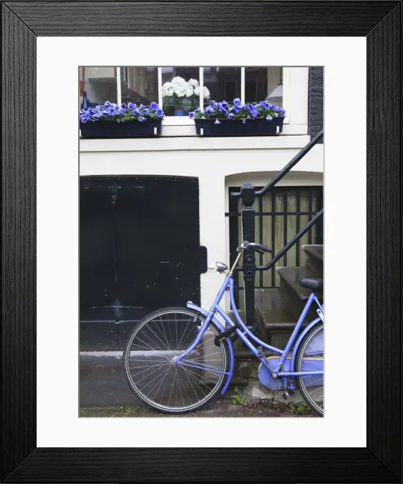 Framed Print : Blue bicycle, Amsterdam, Netherlands, Europe Framed Print : Blue bicycle, Amsterdam, Netherlands, Europe
