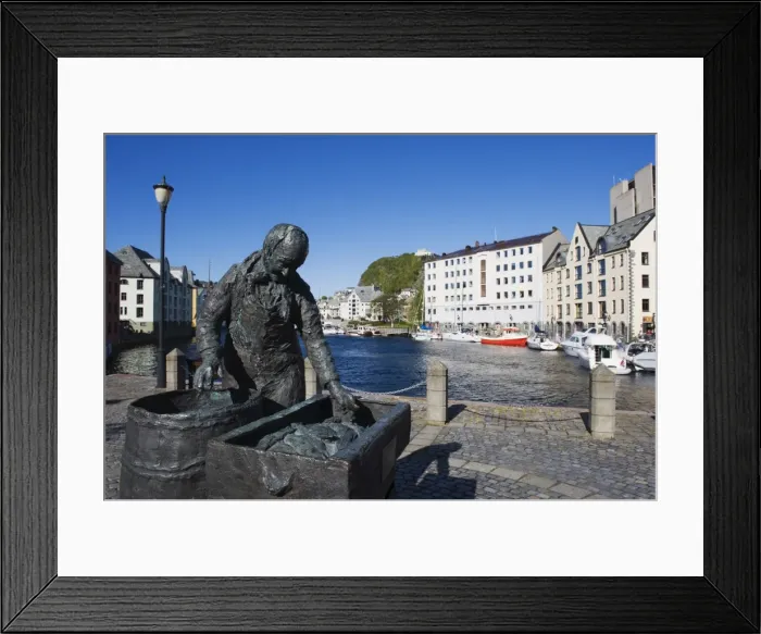 Framed Print : Harbour statue, Alesund, Western Fjords, Norway, Scandinavia, Europe Framed Print : Harbour statue, Alesund, Western Fjords, Norway, Scandinavia, Europe